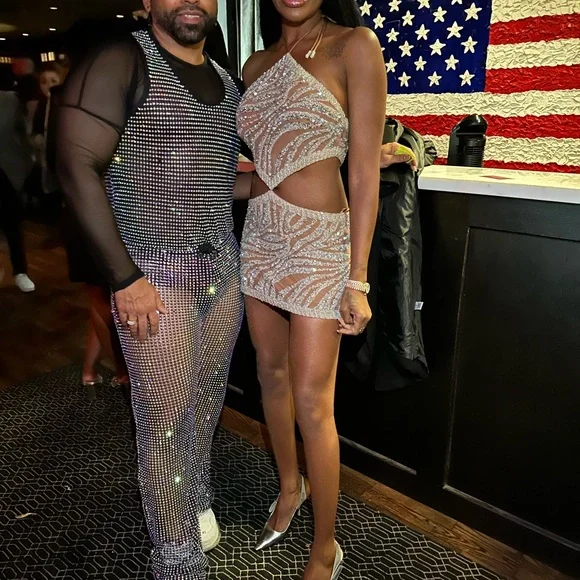 Retrofete Tan and Silver Mini Dress - Picture 2 of 5